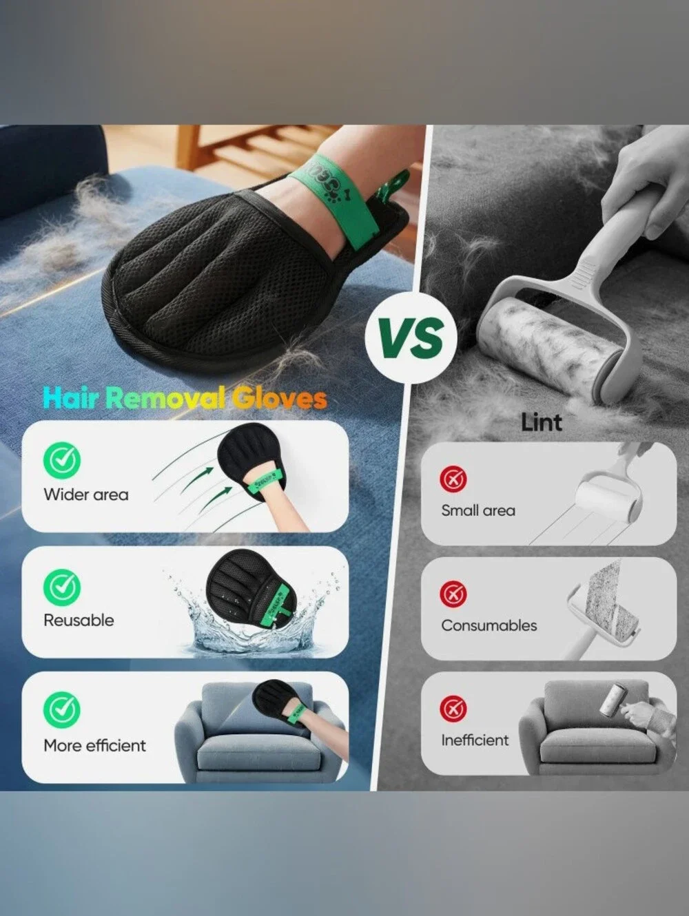 Upgraded Pet Hair Removal Electrostatic Glove for Dogs 🐶 & Cats 😺.